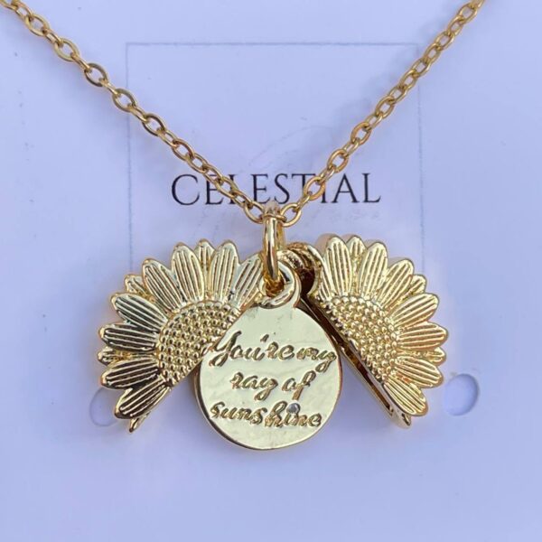 collar de girasol con frase eres mi rayo de sol