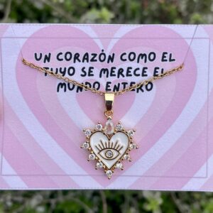 collar de corazón blanco ojo turco