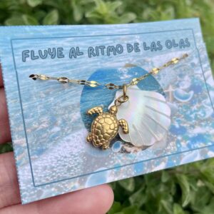 collar de acero quirúrgico de tortuga con nácar