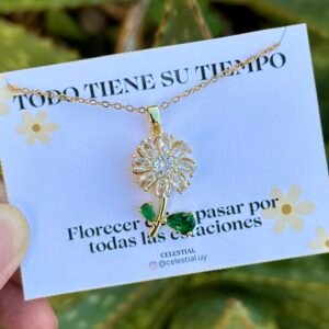 Collar de Acero Antiestres Margarita Chapado en Oro Real 18k