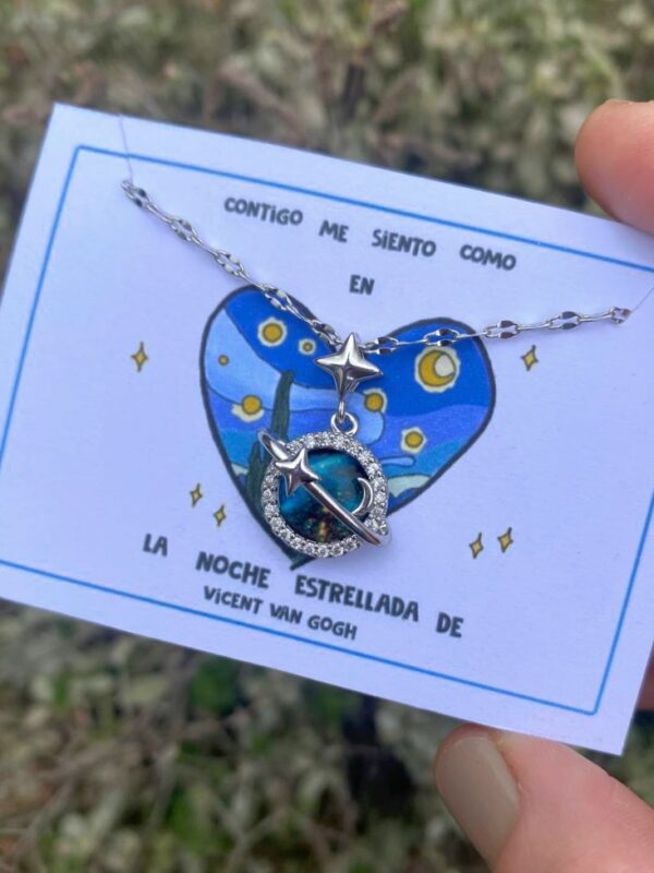 Collar de Acero Chapado en platino Noche estrellada (3 modelos) - Imagen 3