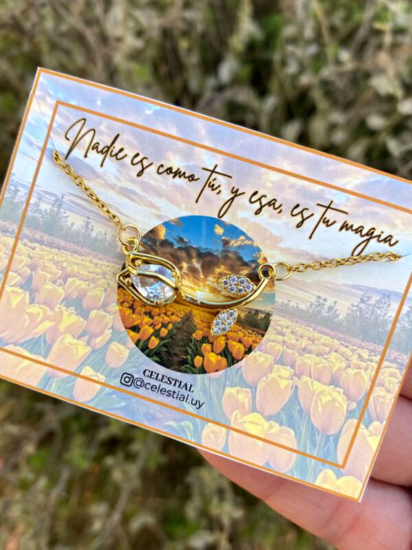 Collar de Acero Q con Dije de Flor Tulipán Amarillo(2 modelos) - Imagen 3