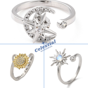 Anillos giratorios con zirconias ajustable baño de platino (3 modelos)