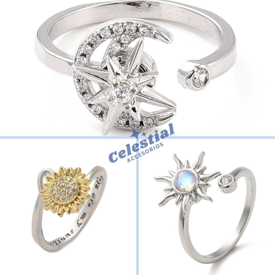 Anillos giratorios con zirconias ajustable baño de platino (3 modelos)