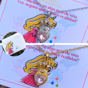 Collar de acero Princesa Aurora Bella durmiente enchapado en oro real 18k (2 modelos)