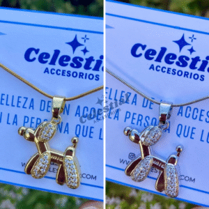 Collar de Acero con dije de perrito de globo (2 modelos)