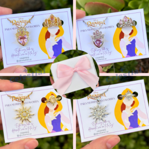 SET COLLAR Y ANILLO DE RAPUNZEL ACERO BAÑO DE ORO 18K PLATINO REAL